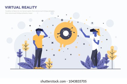 Modern Flat design people and Business concept for Virtual Reality, easy to use and highly customizable. Modern vector illustration concept, isolated on white background.