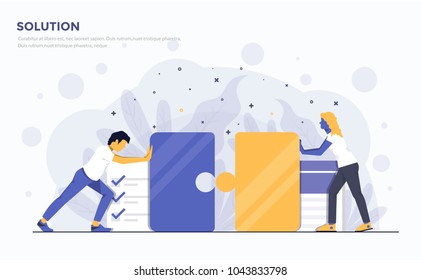 Modern Flat design people and Business concept for Solution, easy to use and highly customizable. Modern vector illustration concept, isolated on white background.