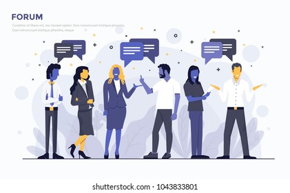 Modern Flat design people and Business concept for Forum, easy to use and highly customizable. Modern vector illustration concept, isolated on white background.