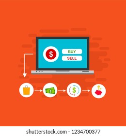 Modern Flat design people and Business concept for M-Commerce, easy to use and highly customizable. Modern vector illustration concept, isolated on colored background