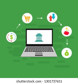 Modern Flat design people and Business concept for M-Commerce, easy to use and highly customizable. Modern vector illustration concept, isolated on colored background - Vecto