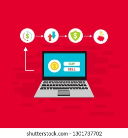 Modern Flat design people and Business concept for M-Commerce, easy to use and highly customizable. Modern vector illustration concept, isolated on colored background - Vecto