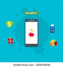 Modern Flat design people and Business concept for M-Commerce, easy to use and highly customizable. Modern vector illustration concept, isolated on colored background