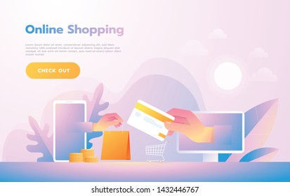 Modern Flat design people and Business concept for M-Commerce, easy to use and highly customizable. Modern vector illustration concept.