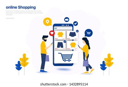 Modern Flat design people and Business concept for M-Commerce, easy to use and highly customizable. Modern vector illustration concept, isolated on white background.