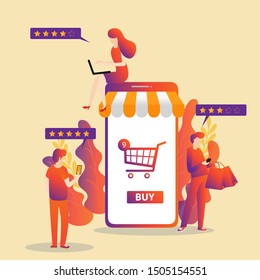 Modern Flat design people and Business concept for M-Commerce, easy to use and highly customizable. 