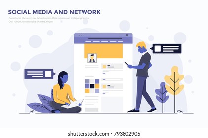 Modern Flat design people and Business concept for Social media and Network, easy to use and highly customizable. Modern vector illustration concept, isolated on white background.