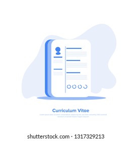 Modern Flat design people concept for career, job application, employment, professional skill, CV. Human resources. Curriculum Vitae Vector