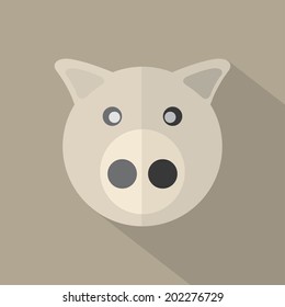 Modern Flat Design Pig Icon Vector Illustration