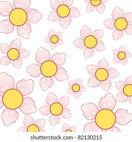 Modern flat design with pink cherry blossom pattern