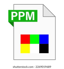 Diseño plano moderno del icono de archivo PPM para web