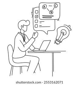 Diseño plano moderno de profesionales involucrados en una sesión de lluvia de ideas, ideal para negocios, startups y estrategias creativas