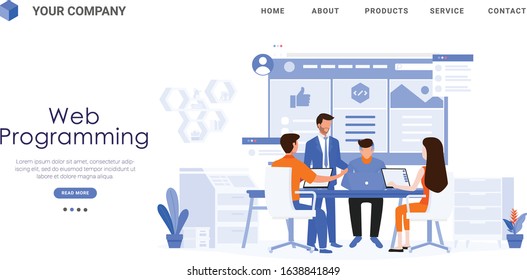 Modern Flat Design Programming and Design concept landing page illustration, suitable for websites, landing pages, UI, mobile applications