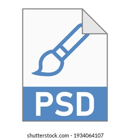 Modern flat design of PSD file icon for web