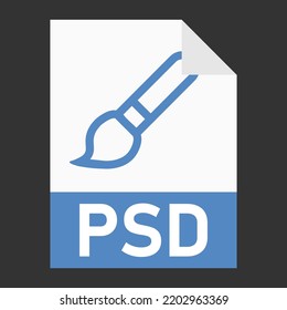 Modern flat design of PSD file icon for web