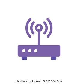 Modern Flat Design Purple Wifi Router Signal Transmitter Electronic Device
