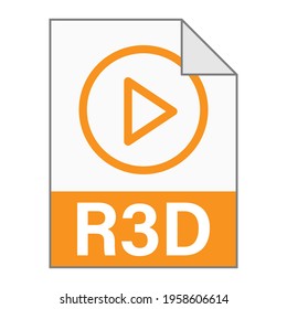 Modern flat design of R3D file icon for web