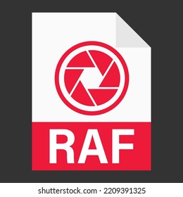Diseño plano moderno del icono de archivo RAF para web