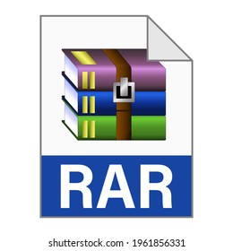 Modern flat design of RAR archive file icon for web