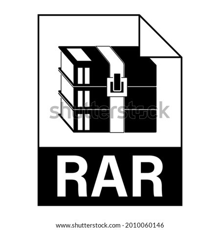 Modern flat design of RAR archive file icon for web