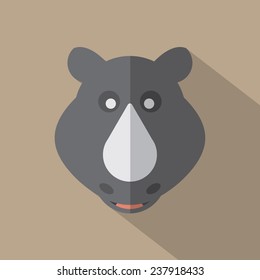 Modern Flat Design Rhino Icon Vector Illustration