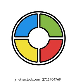 Plantilla de diagrama redondo de diseño plano moderno con cuatro secciones coloridas