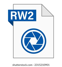 Diseño plano moderno del icono de archivo RW2 para web