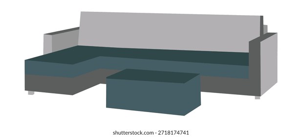 Modern Flat Design Sectional Sofa with Coffee Table