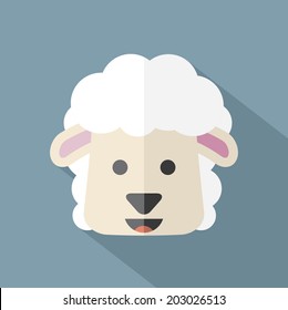 Modern Flat Design Sheep Icon Vector Illustration