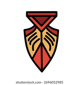 Modern Flat Design Shield with Tribal Ornament Protection Icon Illustration