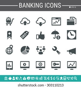 Modern flat design simple banking icons