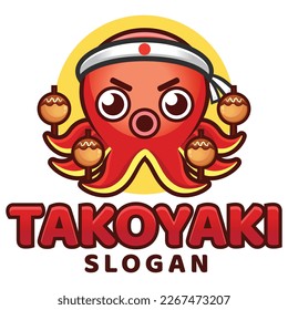 Modern flat design simple minimalist cute octopus takoyaki mascot character logo icon design template vector with modern illustration concept style for restaurant, product, label, brand, cafe, badge