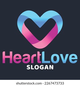 Modernes flaches Design, einfach minimalistisch coole Heart Love Logo-Design-Vorlage Vektorgrafik mit modernem Design-Stil für Produkt, Unternehmen, Label, Marke, Team, Badge, EmblemModernes Flachdesign