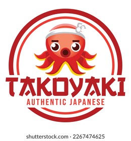 Diseño plano moderno simple minimalista lindo pulpo takoyaki personaje de mascota icono diseño de icono de imagen vectores con moderno concepto de ilustración estilo para restaurante, producto, etiqueta, marca, café, placa