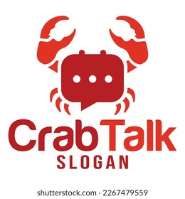 Modern flat design simple minimalist cute cran seafood chat talk logo icon design template vector with modern illustration concept style for forum, podcast, community, product, restaurant, cafe