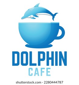 Modern flat design simple minimalist dolphin coffee logo icon design template vector with modern illustration concept style for cafe, coffee shop, restaurant, badge, emblem and label