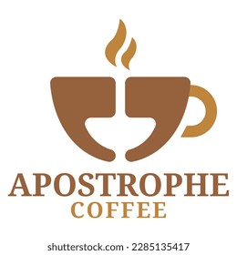 Modern flat design simple minimalist apostrophe coffee logo icon design template vector with modern illustration concept style for cafe, coffee shop, restaurant, badge, emblem and label