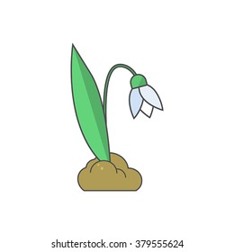 Modern flat design with simple snowdrop isolated on white background