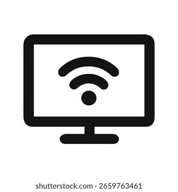 Televisión inteligente de diseño plano moderno con icono de pantalla de conexión inalámbrica
