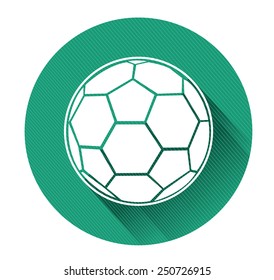 Modern flat design soccer ball icon with long shadow effect