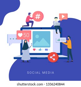 Modern flat design of Social Media Concept for website and mobile website. Vector illustration