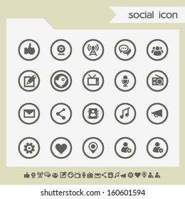Modern flat design social network icons, on circles