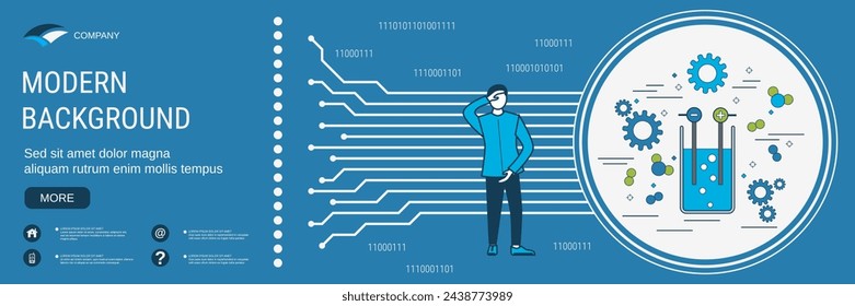 Modern flat design style banner vector template. Chemical reaction, science research concept