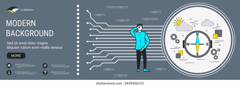 Modern flat design style banner vector template. Navigation, delivery, logistics concept