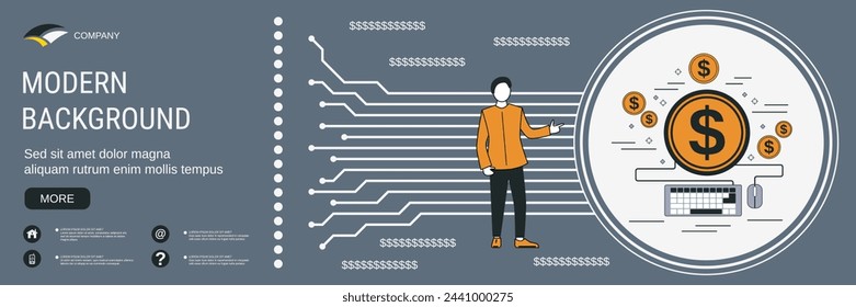 Modern flat design style banner vector template. Pay per click, online banking, money transfer, online payment, web commerce concept