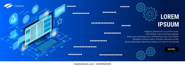 Modern flat design style banner vector template. Blog management, internet blogging, web publication flat 3d isometric concept