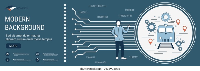 Modern flat design style vector banner template. Railways vector concept
