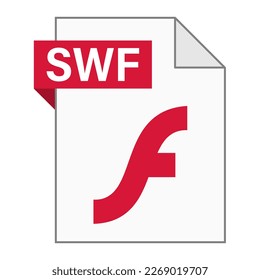 Modern flat design of SWF file icon for web