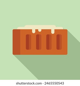 Modern flat design of a tasty cake slice with icing, perfect for foodrelated content
