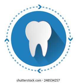 Modern flat design tooth icons with long shadow effect